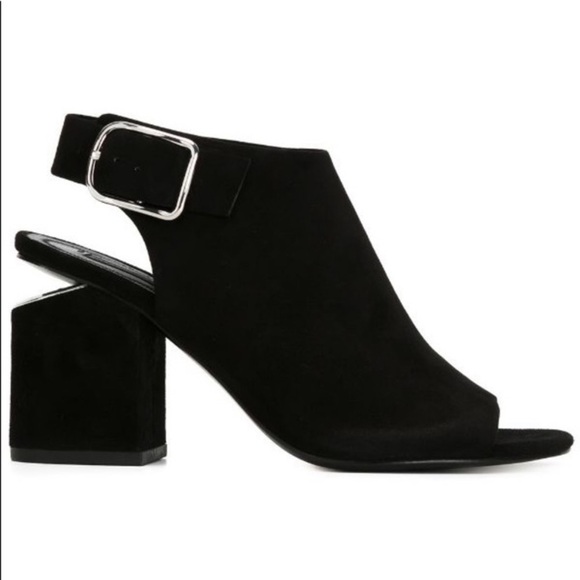 Alexander Wang Nadia black suede peep toe booties - Picture 1 of 8